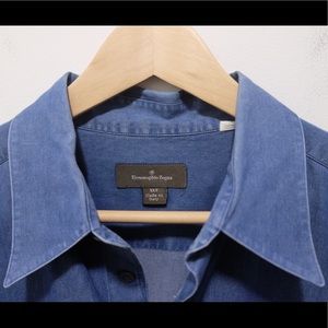 Ermenegildo Zegna Italian Denim Chambray Shirt XLT